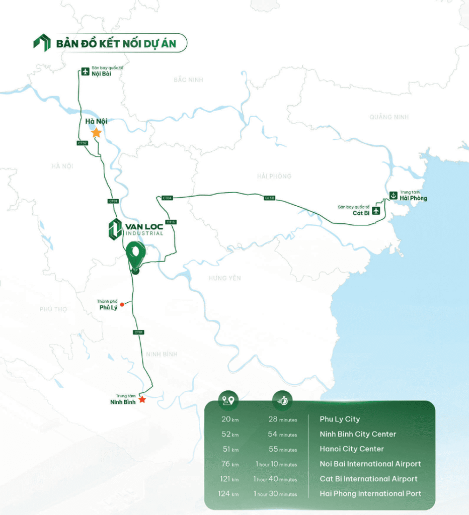 Bản đồ dự án Nhà xưởng Vạn Lộc Industrial, KCN Taseco Đồng Văn III, Ninh Bình.